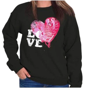 Cute Valentine's Day Heart Love Languages Womens Crewneck Sweatshirt Pullover - Picture 1 of 7