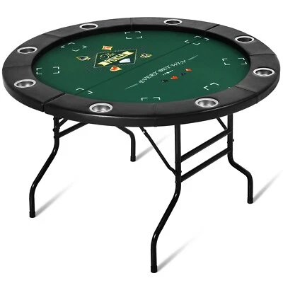 Mesa de póquer redonda para 8 jugadores Texas Holdem juego plegable portavasos de casino metal Foto 1 de 4