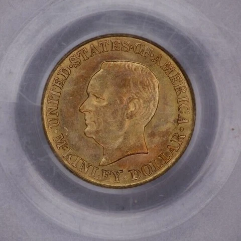 1916 McKinley Commemorative Dollar $1 PCGS - MS64 Old Holder original toning! Cover