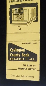 1950s Covington County Bank Founded 1947 Bank of Friendly Service Andalusia AL - Imagen 1 de 2