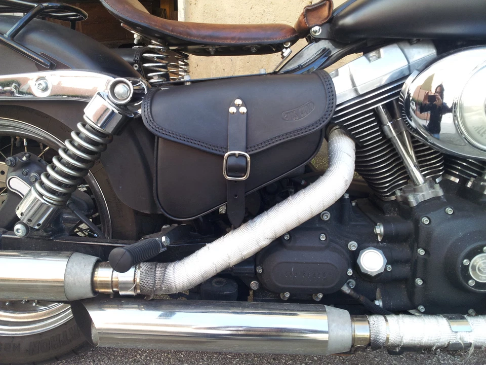 FUNDA ALFORJA BOLSA BATERÍA PARA HARLEY DAVIDSON DYNA MODELOS CUERO ITALIANO Foto 1 de 1