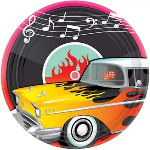 Classic 50's Car Retro Decades Theme Party 10.5" Paper Banquet Plates - Picture 1 of 1