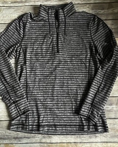 Lululemon Sweat Session 1/4 Zip Raven Stripe Black Heathered Black Mens - Picture 1 of 6