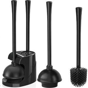 Toilet Plunger and Brush, Silicone Toilet Brush and Heavy Duty Toilet Plunger Se - Picture 1 of 12