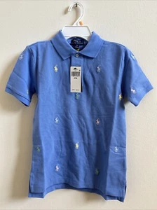 Polo Ralph Lauren Big Boys Pony Cotton Mesh Polo Shirt Blue S - Picture 1 of 4