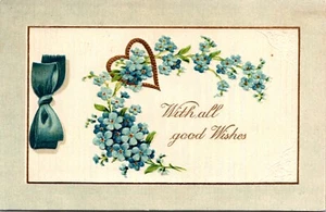 Mit allen guten Wünschen geprägt Forget-Me-Nots Herz Postkarte - Bild 1 von 2