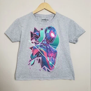 Marvel Spider-Man Shirt Youth Boys Medium Gray Neon Graphic Short Sleeve - Picture 1 of 5