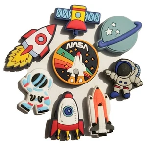 Planets Astronauts Rockets 8Pc Shoe Charm Set! NEW! For Shoes, Bracelets, Crafts - Picture 1 of 3