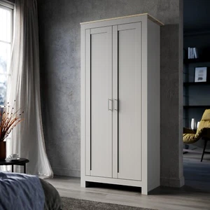 Wardrobe Cabinet Clothes Storage Large Cupboard 2 Doors Organiser Grey 180cm - Picture 1 of 16