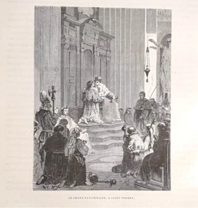 Antique Print 1875 = VATICAN ROME = PENITENTIARY IN SAN PIETRO = ROME Old Print - Picture 1 of 1