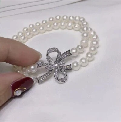 Pulsera Doble Hilos AAA 7-8mm Natural Mar del Sur Blanco Perla 7.5-8" 925s Foto 1 de 3