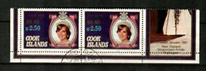 COOK ISLANDS Scott's 982 ( 2v ) Princess Diana Surcharges F/VF Used ( 1987 ) 