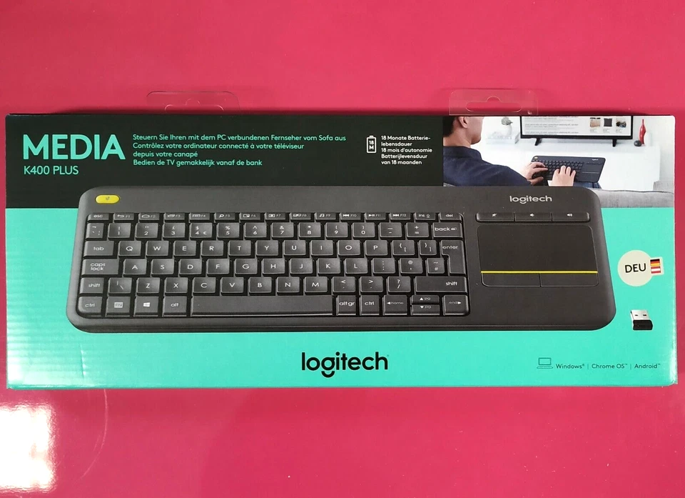 Logitech K400 Plus Funk Tastatur deutsch für Smart TV Android Box Chrome OS  - Bild 1 von 1