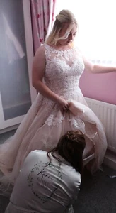 maggie sottero wedding dress vintage blush size 12-14 UK - Picture 1 of 4