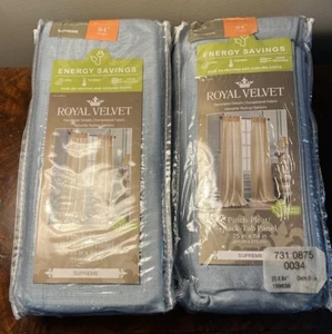 JC Penney Home Supreme Pinch Pleat Back-Tab Panels Delft Blue BLACK OUT curtains - Picture 1 of 10