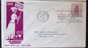 Canada FDC 50th ANNIVERSARY WOMEN'S FRANCHISE RIGHT TO VOTE. Ottawa 1967. - Picture 1 of 1