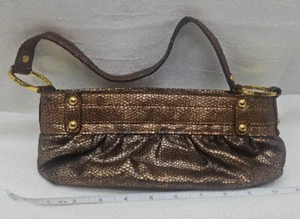 XOXO Gold Metallic Y2K Clutch Purse Animal Print Short Strap Minimalist - Picture 1 of 11