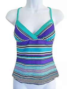 ZeroXposur Size 6 Multi-Color Striped Tankini Top - Picture 1 of 8
