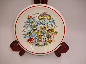 Vintage Nordwales UK dekorativer Teller Souvenir Touristenschlösser Meer 7-1/8 Zoll - Bild 1 von 3
