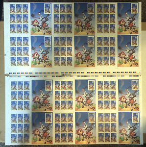 Scott #3391 Road Runner Wile E Coyote Stamps Top & Bottom UNCUT PRESS SHEETS-MNH