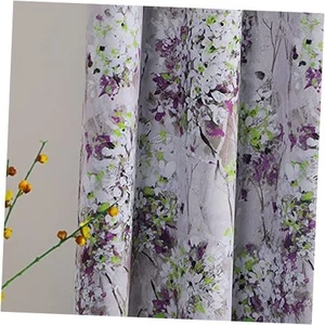  Blackout Floral Curtains for Bedroom 72 Inches 52''W x 72''L Purple & Green - Picture 1 of 7