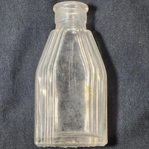 VTG Color Shine Leather Conditioning Clear Glass Bottle Art Deco Style 4.5" - Picture 1 of 13