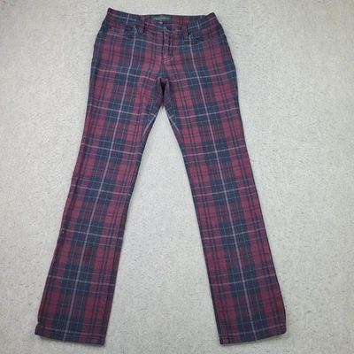 Pantalones para mujer Lauren Ralph Lauren 2 regulares de algodón a cuadros rectos multicolores Foto 1 de 4