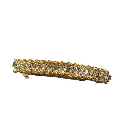 Barrette Tension Clip gold Tone Rhinestone. Elegant - Image 1 of 4