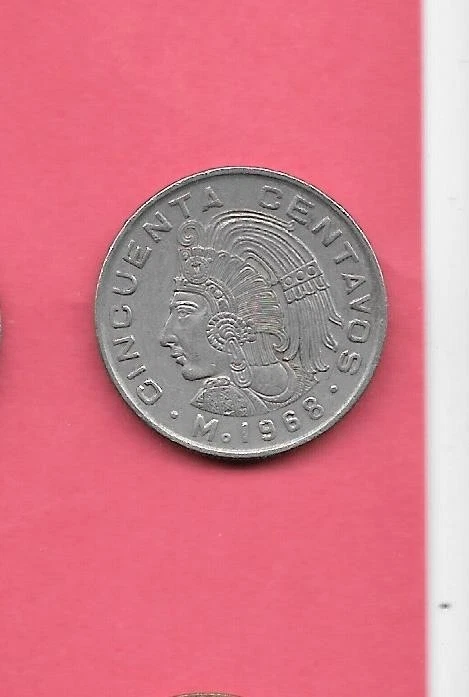 MOEDA MEXICANA MEXICANA KM451 1968 MUITO BOA CIRCULADA ANTIGA 50 CENTAVOS - Imagem 1 de 1