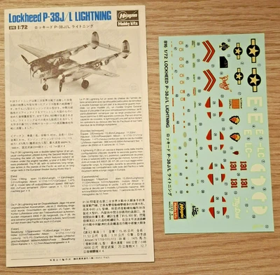 Lockheed P-38J/L LIGHTNING + D-DAY SPECIAL DECALS 1:72 HASEGAWA Kit no scatola - Immagine 1 di 3