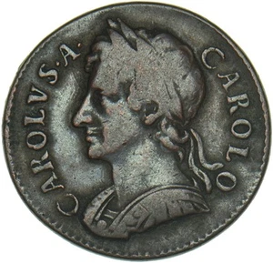 1674 Farthing - Charles II British Copper Coin - Nice - Picture 1 of 2