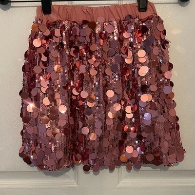 Girl’s Pink Sequin Mini Skirt Size 12 NEW - Imagem 1 de 3