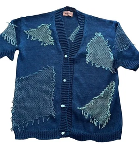 Cárdigan Missoni Etiqueta Naranja Azul Marino Tejido Patchwork Perla Botones Manga Corta 42 - Imagen 1 de 10