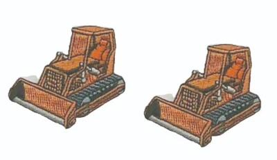 Orange Bulldozer Patch Crawler Construction Vehicle Iron on Sew on Lot of 2 - Image 1 of 2