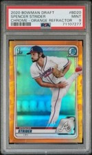 SPENCER STRIDER ROOKIE 2020 Bowman Chrome ORANGE REFRACTOR /25 PSA 9 MINT Braves