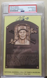 TARJETA POSTAL PLACA DORADA SALÓN DE LA FAMA "CRAIG BIGGIO" (PSA) - Imagen 1 de 2