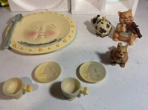 Vtg 1995 Mini Miniature Popular Imports Hey Diddle Diddle Tea Set 10-piece - Picture 1 of 15