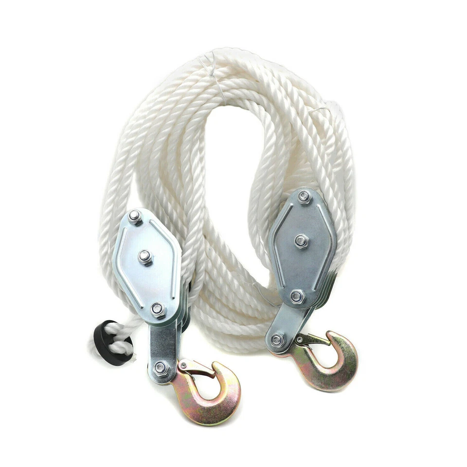 2 Ton Poly Rope Hoist Pulley Wheel Block and Tackle Puller Rigging Engine Lift