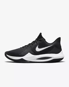 NIB MEN NIKE CW3403 003 NIKE PRECISION V 5 BASKETBALL BLACK/WHITE SHOES SNEAKERS - Picture 1 of 6