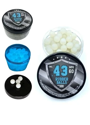 SSR 100 x Glowing Rubber Balls Paintballs 43 caliber Defense Pistols for t4e ppq m2
