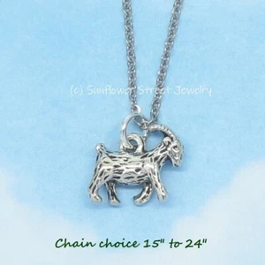 Cute 3D Goat Necklace Silver Plated Tiny Goat Stainless Steel Necklace 11066nkh - Picture 1 of 7