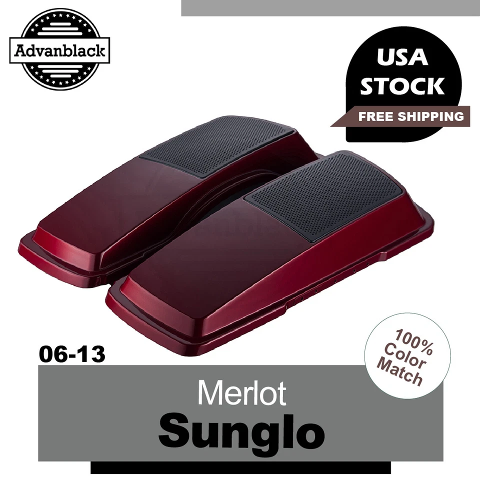 Merlot Sunglo 6x9 Saddlebag Speaker Lids Fits 2006-2013 Harley FLTR FLHX - Image 1 of 4