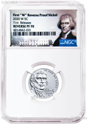2020 "W" Reverse Proof Nickel FIRST Releases NGC PF70 Portrait Label with COA - Image 1 of 2