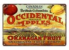 metalowy znak Occidental Apples Kelowna BC Kanada Skrzynia na owoce Etykieta metalowy blaszany znak