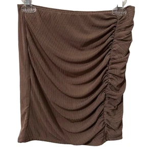 Naked Wardrobe Tan Ruched Detail Mini Skirt Size XL Extra Large NWOT - Picture 1 of 7