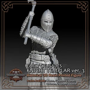 Crusader Knight Templar 3 - Scale 1/18 to 1/6 - 3D Resin Printed Figure Model - Picture 1 of 15