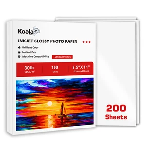 200 hojas de papel para impresora de inyección de tinta brillante koala 8,5x11 30 lb 115 g delgado para bolsas con chip - Imagen 1 de 13