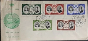 (MCO) MÓNACO 1956 FDC BODA REAL con 5 sellos SG 578, 579, 580, 581, 582 - Imagen 1 de 1
