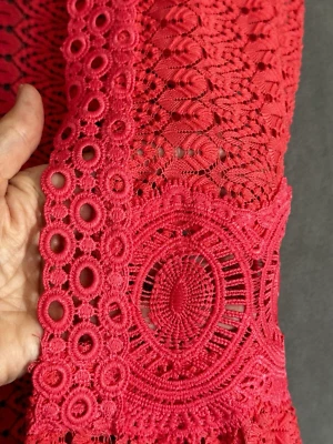 Bright Crochet Lace Sleeveless Cardigan Western Boho Cottage Asymmetrical READ - Image 1 of 4