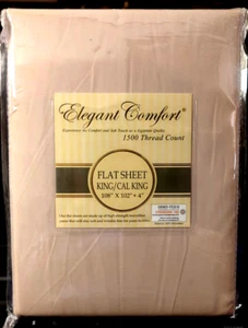 Egyptian Cotton Flat Sheet King/Cal 1500Thread 105x102 CREAM New In Package - Picture 1 of 3